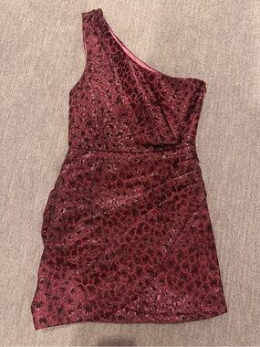 Ramy Brook One-Shoulder Shimmer Animal Print Dress